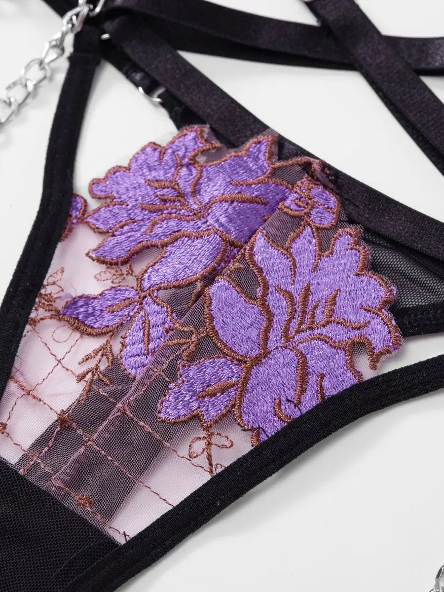 FancyStar™ Purple Lavender Sheer Lingerie Set HEMSNMH029