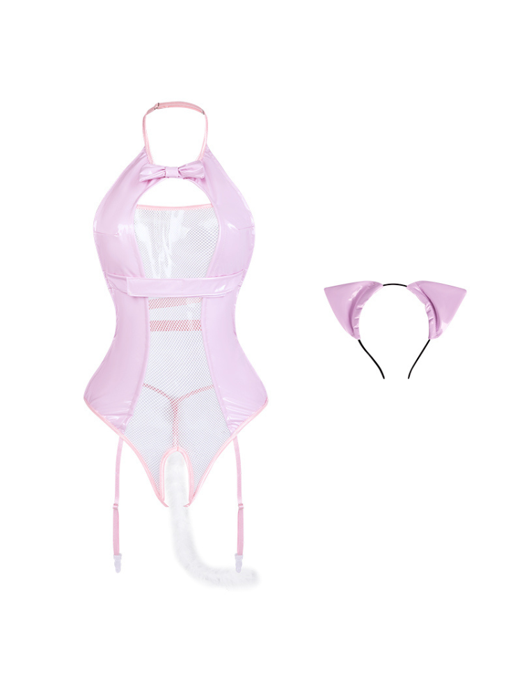 BOWTIE Pink Mesh Bodysuit