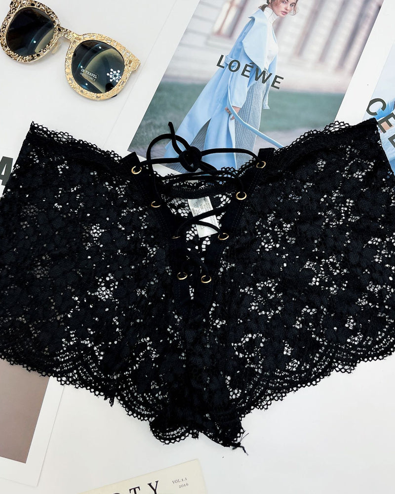 Women's Sexy Flower Lace Back Waist Tie Design Panties
