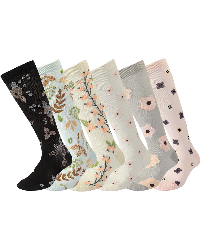6 Pairs Of High-Elastic Breathable Calf Compression Socks For Sports and Fitness