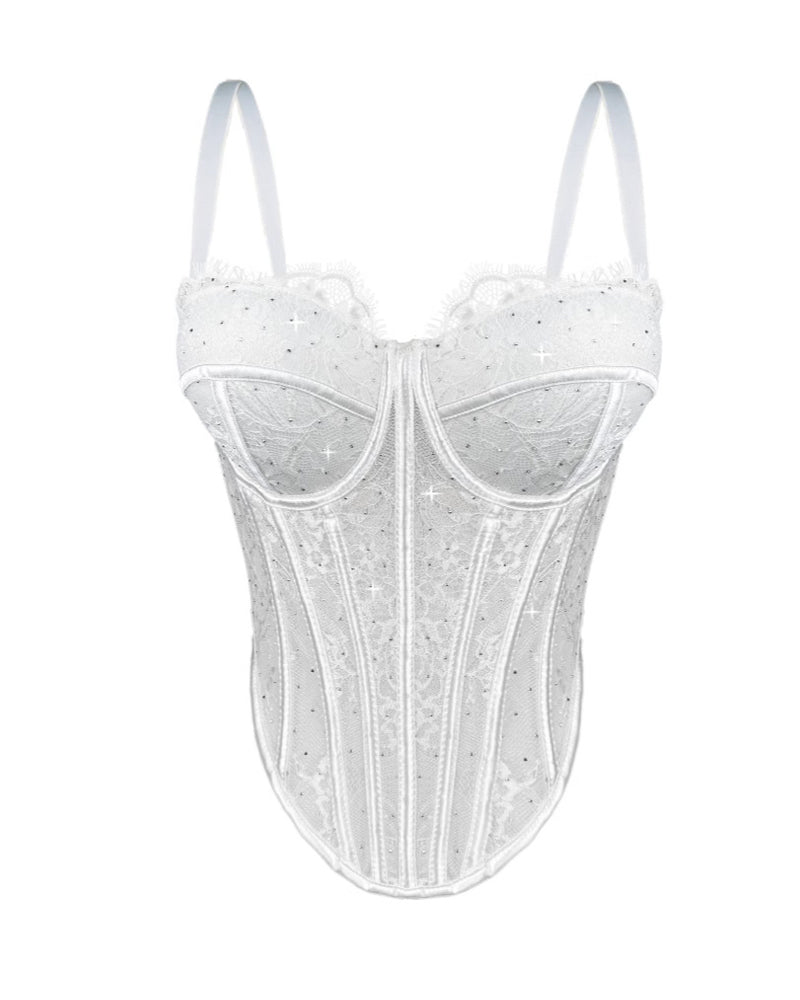 Sexy Diamond Lace Shaping Gathered Fishbone Tube Top