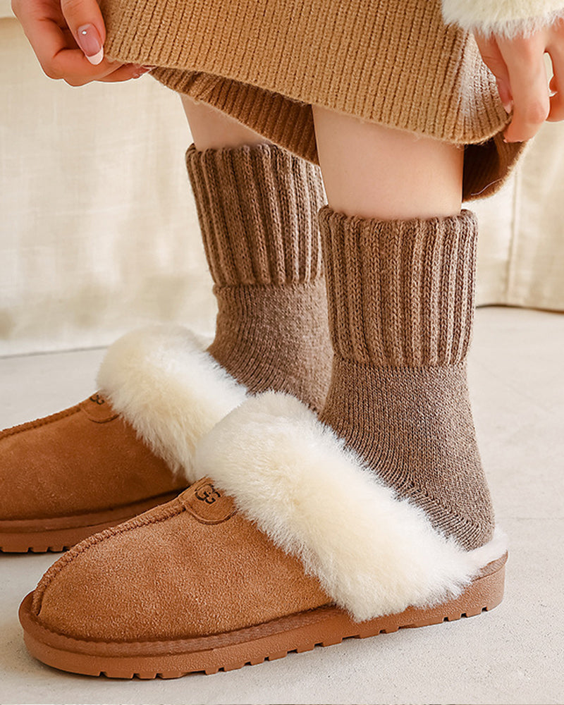 5-Pack Warm Thick Knit Soft Casual Mid-Tube Plush Socks