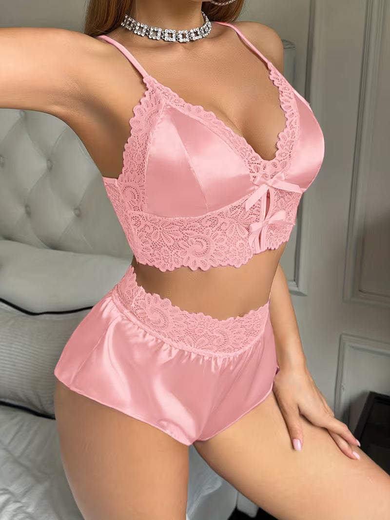 Veloura™ Blush Lace Satin Set