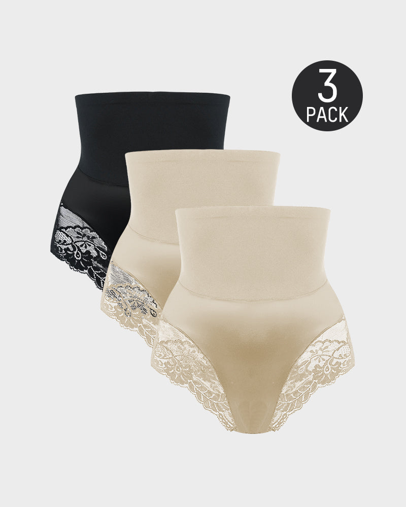 High-Waist Seamless Lace Shaping Panty (3 Pack)