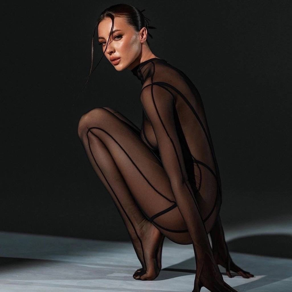 Full Body Stocking in Black FancyStar HEMSMTH331