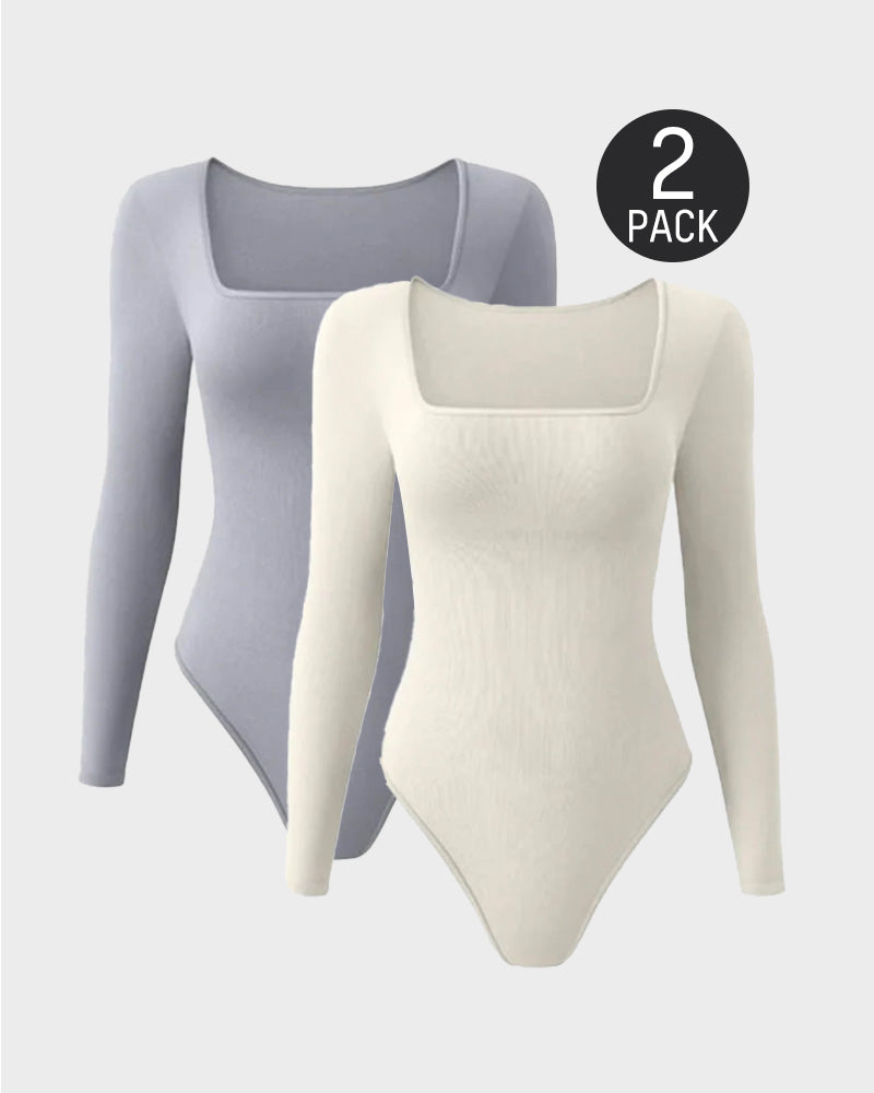 Trendy Square Neck Long Sleeve Bodysuit