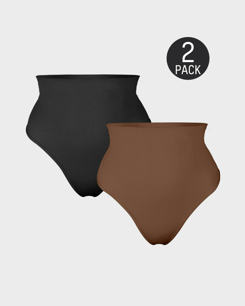 Mid-Waist Tummy Control Thong (2 Pack)