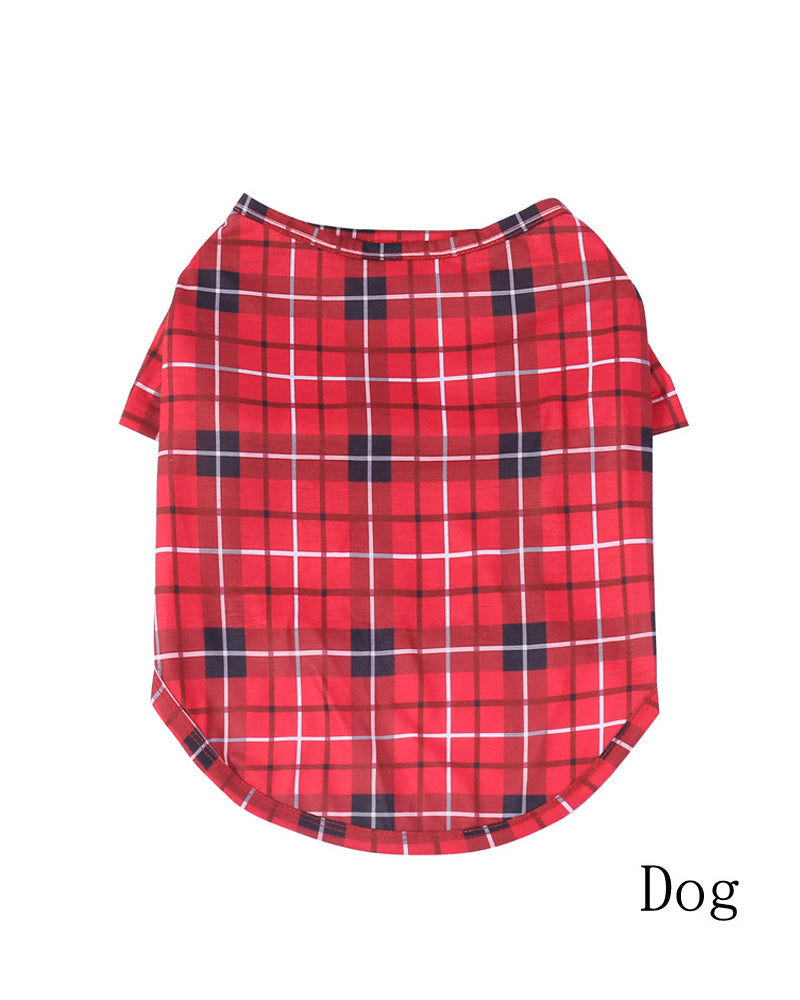 Christmas Red Plaid Print Crew Neck Family Pajama Set