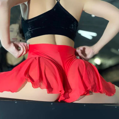 High Waisted See Through Ballet Style Shorts HEMSTTL053