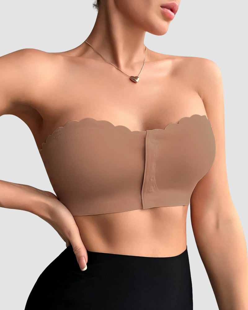 Strapless Front Closure Leopard Print Bra