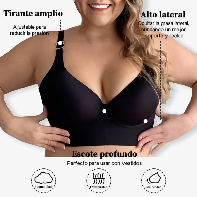 Smoothing Back Push-Up Enhancing Bra - Beige (2 PACK）