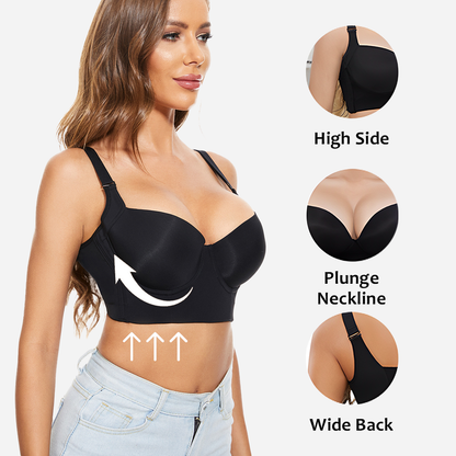 Full-Coverage Back Smoothing Bra-Brown+Beige (2 PACK）