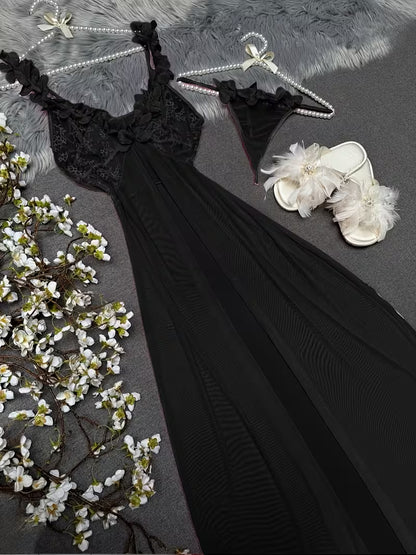 Roselle™ Floral Lace Ruffle Split Nightdress