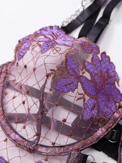 FancyStar™ Purple Lavender Sheer Lingerie Set HEMSNMH029