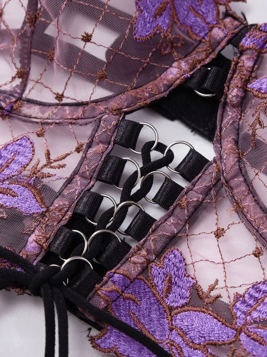 FancyStar™ Purple Lavender Sheer Lingerie Set HEMSNMH029