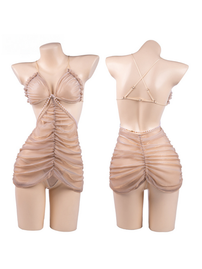 RUCHES Sheer Nude Dress