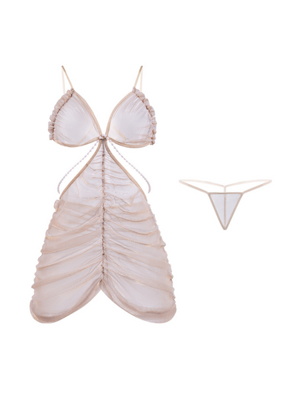 RUCHES Sheer Nude Dress