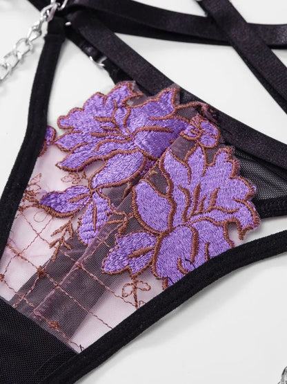 FancyStar™ Purple Lavender Sheer Lingerie Set HEMSNMH029
