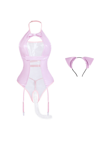 BOWTIE Pink Mesh Bodysuit