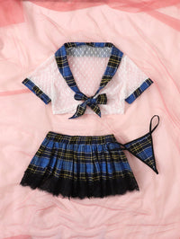 Blue Skirt with Lace top