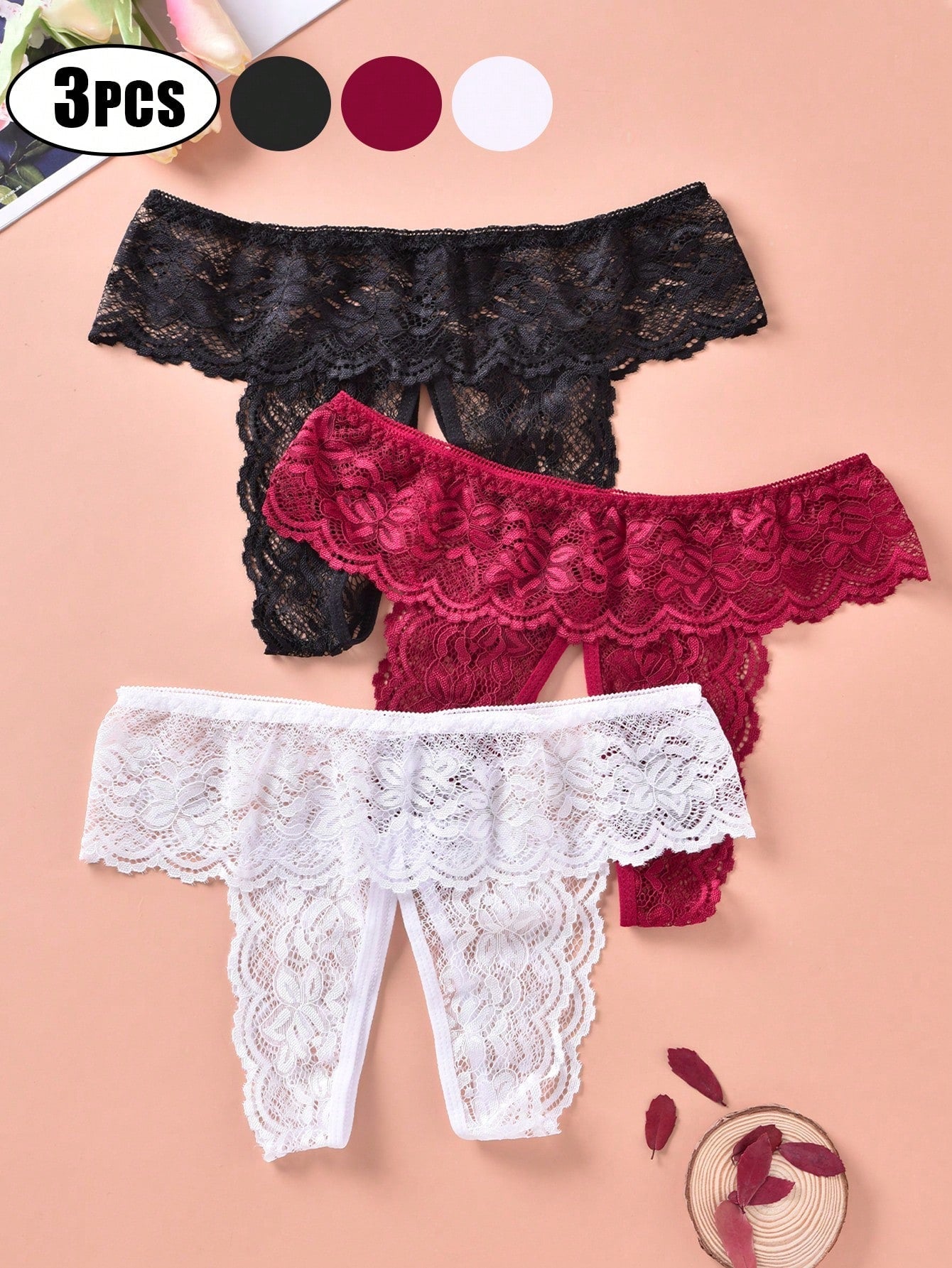 Three Pack Crotchless Panty Set