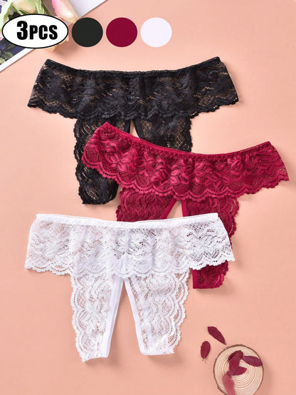 Three Pack Crotchless Panty Set