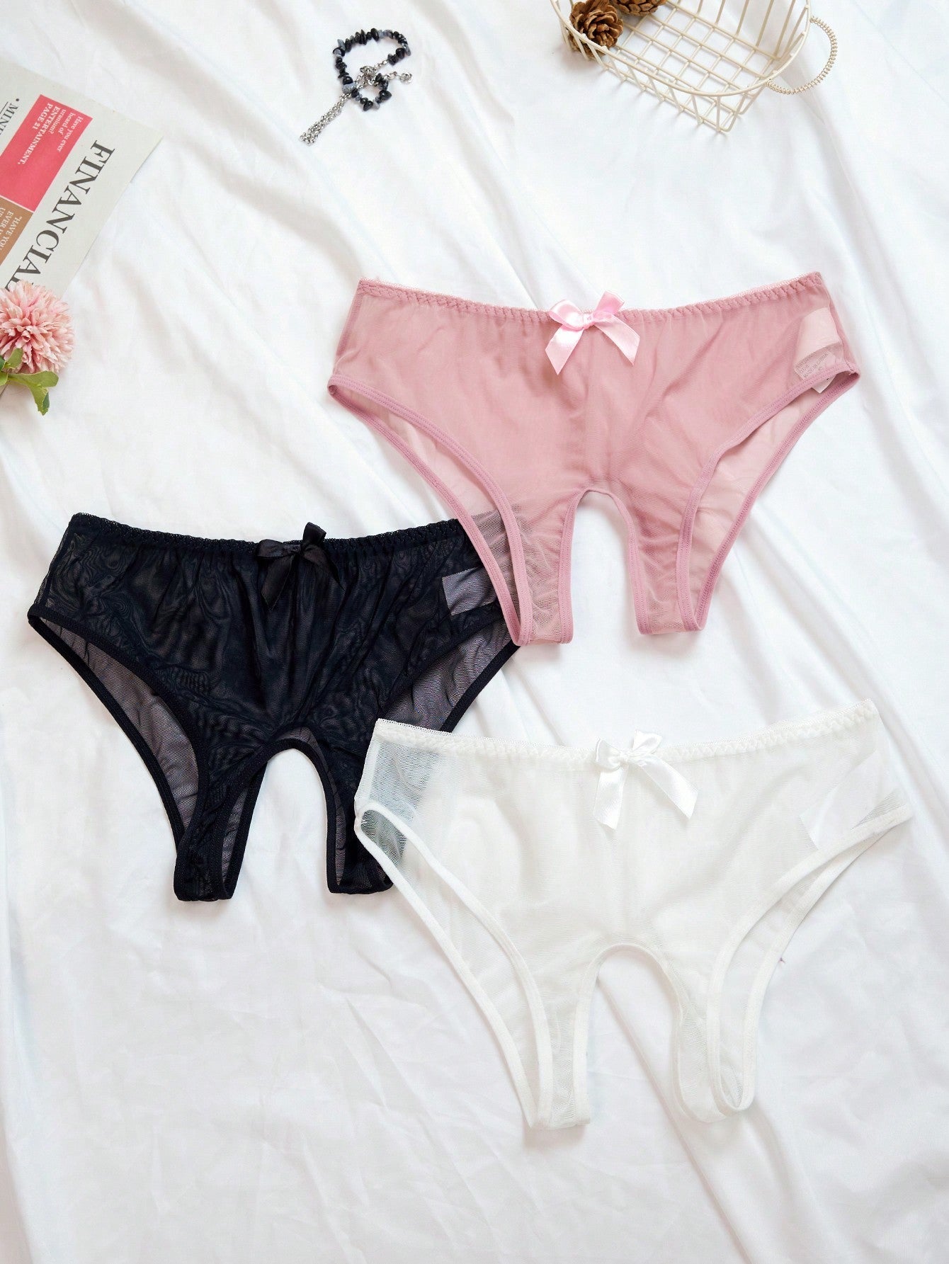 Sheer Crotchless Panty Set