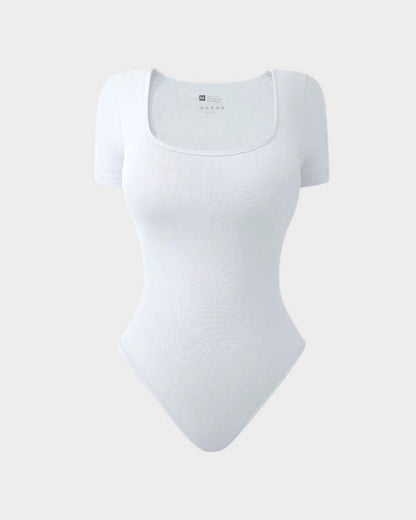 Square Neck Short Sleeve Snatching Bodysuit