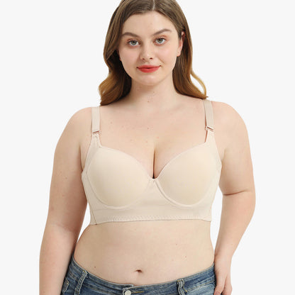Push-Up Back Smoothing Bra-Brown+Beige (2 PACK）