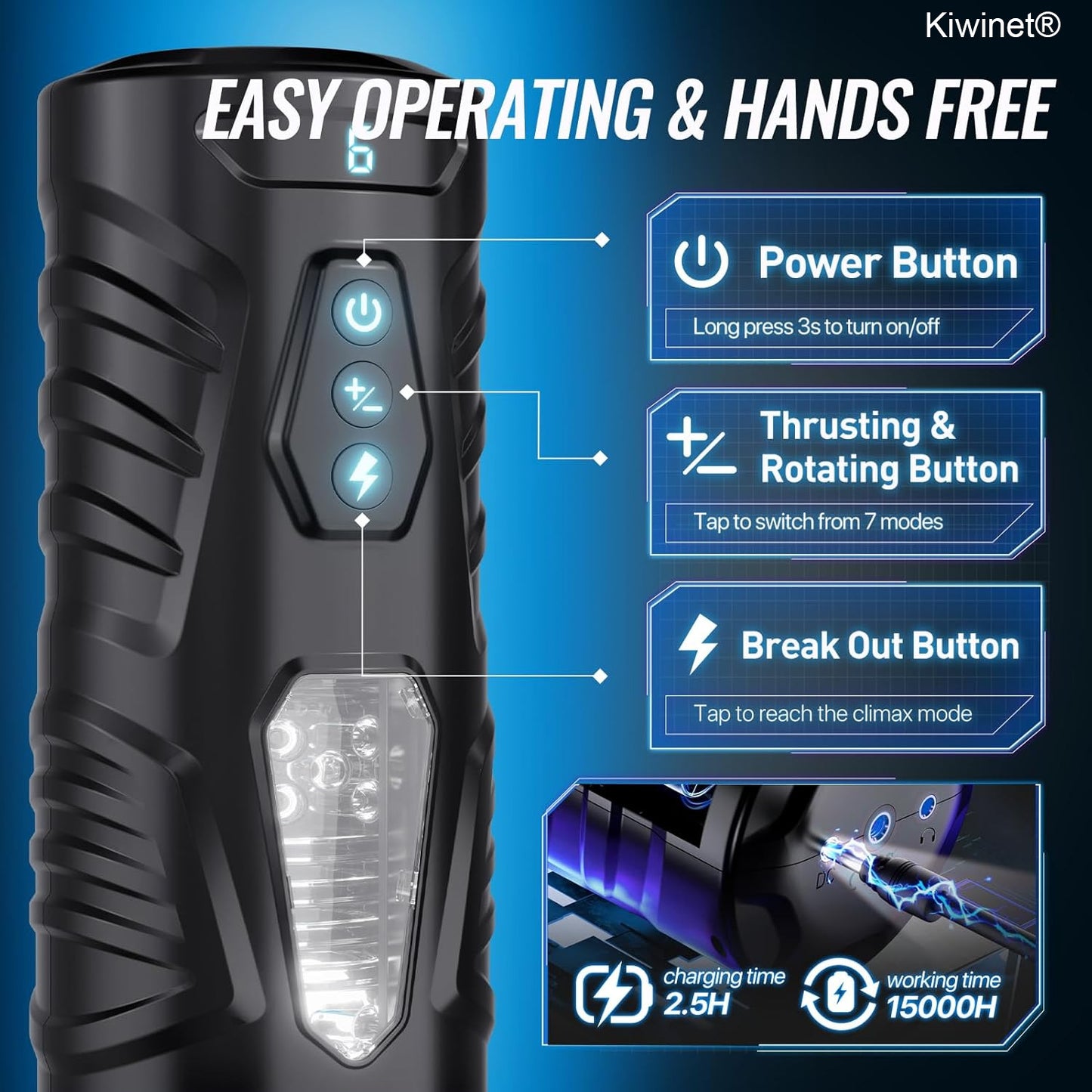 SUPTRUCK™ Magnus Male Masturbator with Handle, Phone Holder 🔥 Toy 7 Thrusting & Rotating Modes, Suction Base Stroker, Hands-Free LCD Display