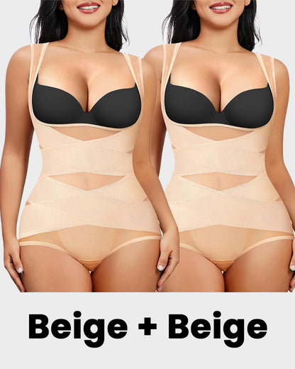 Open Bust Cross Compression Body Shaper