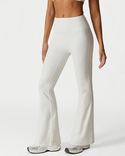 High Waist Ribbed Workout Flare Pants