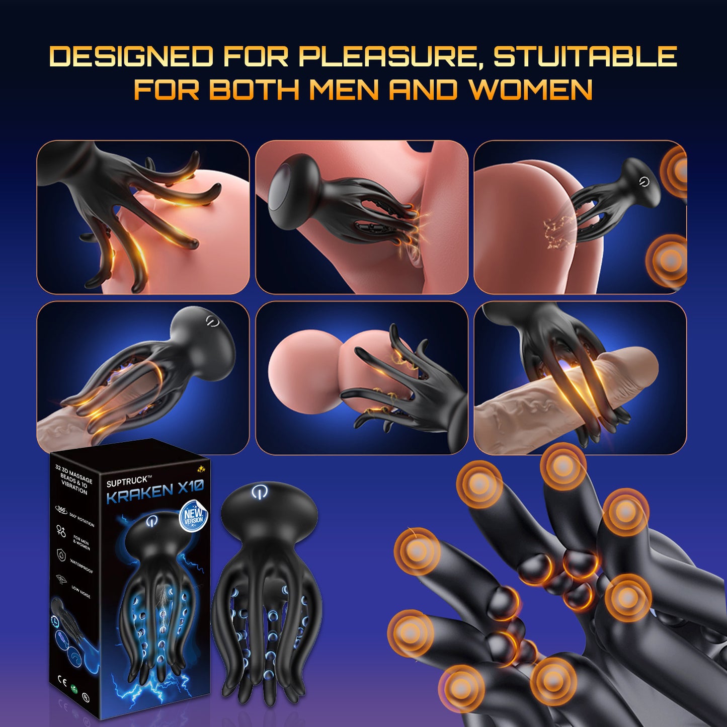💥 2025 Limited 75% ️OFF 💦 KRAKEN Suptruck™ X10 Unisex 360° Vibrator📱 32 Massage Beads & 10 Modes