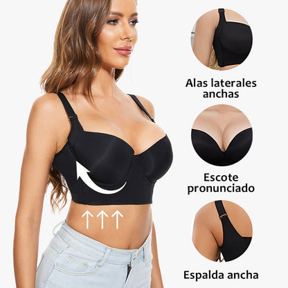 Smoothing Back Push-Up Enhancing Bra - Black (2 PACK）