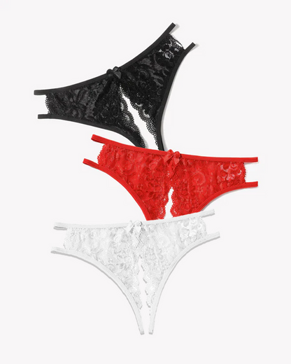 Lace Panties Floral Lace Briefs with Bow