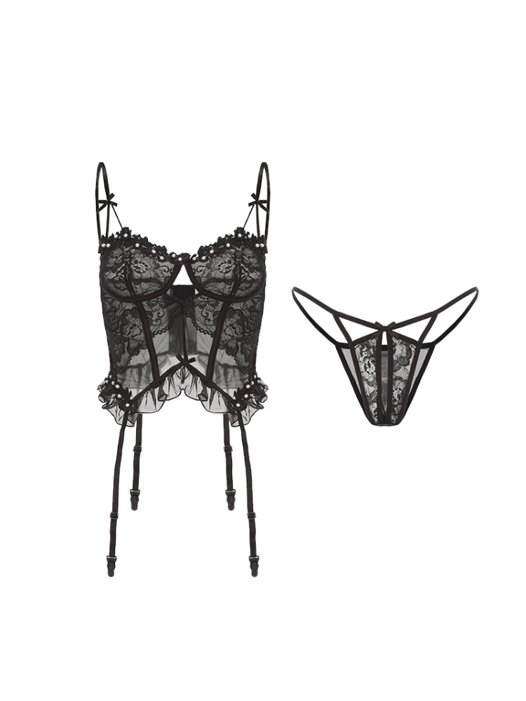 SYNIA Corset with Crotchless String Set