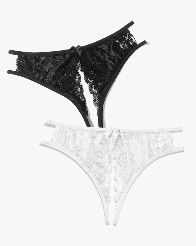 Lace Panties Floral Lace Briefs with Bow