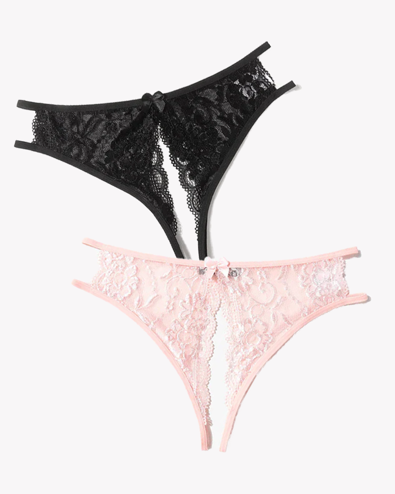 Lace Panties Floral Lace Briefs with Bow