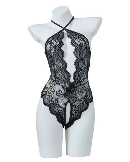 Sexy Lace Open Crotch Tights Pearl Backless Pajamas With Heart Decoration Leg Socks