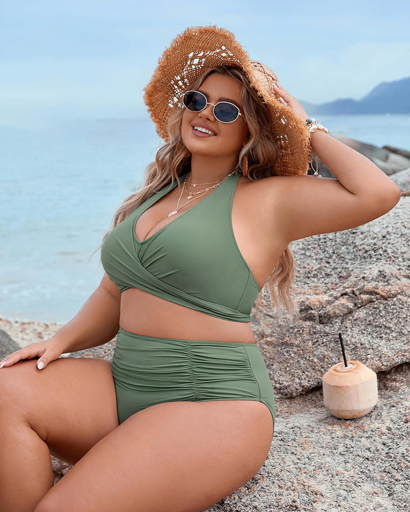 🔥NEW🔥Tummy Control Bathing Suits Modest High Waisted Bikini Sets