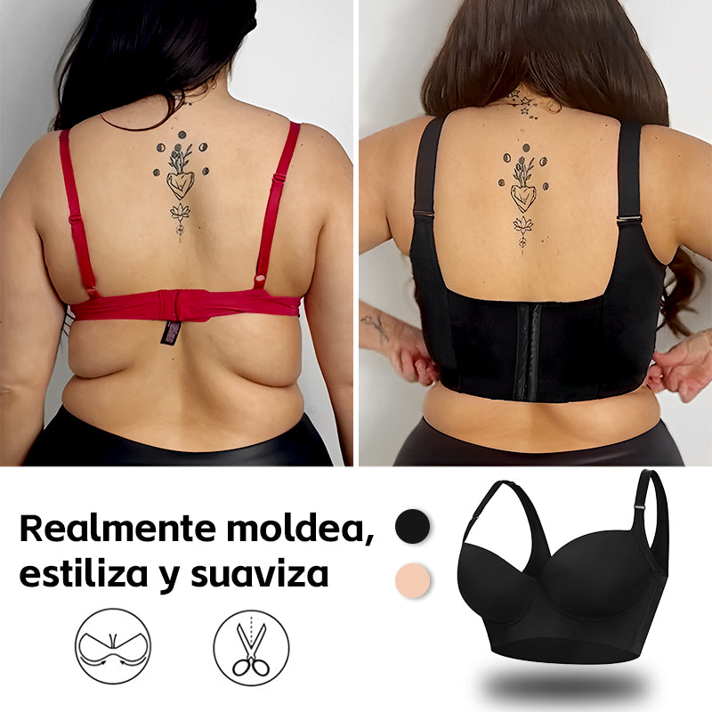 Smoothing Back Push-Up Enhancing Bra-Black