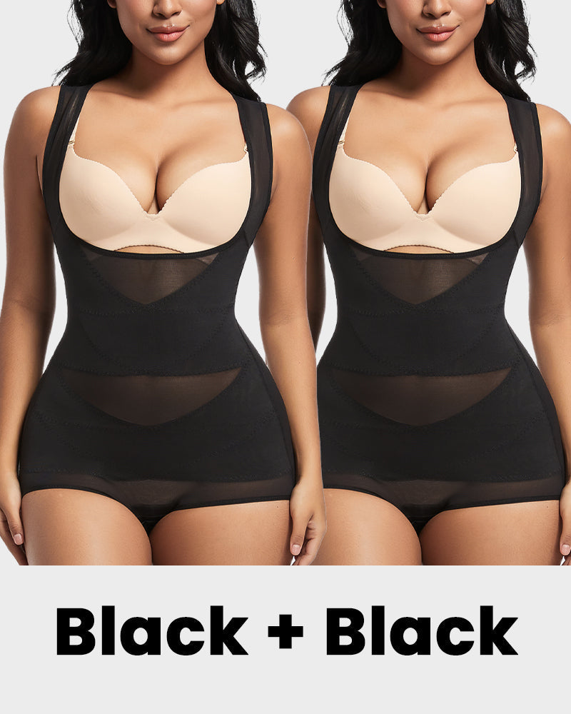 Open Bust Cross Compression Body Shaper