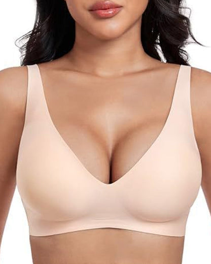 Women's Deep V Wire-free Push-up Adjustable Seamless Bra