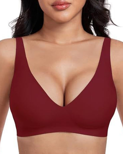 Women's Deep V Wire-free Push-up Adjustable Seamless Bra