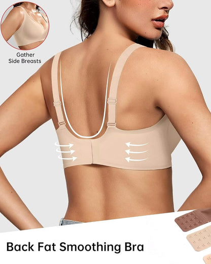 Women's Deep V Wire-free Push-up Adjustable Seamless Bra