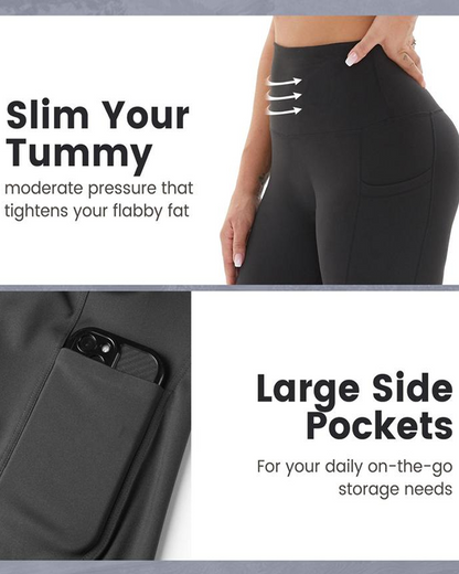 Women's Tummy Control High Waist Casual Elastic Band Pocket Yoga Sports Plus Size Shorts