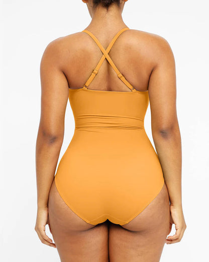 Women's Beach Vacation Solid Color U-Ring Cut Out Shaping Shape One-piece Swimsuit