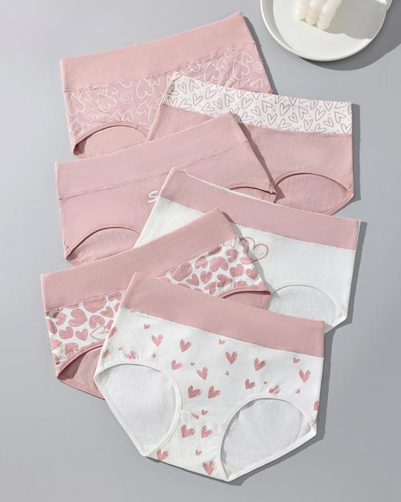 Women's Breathable Soft Love Heart Cotton Printed Panties