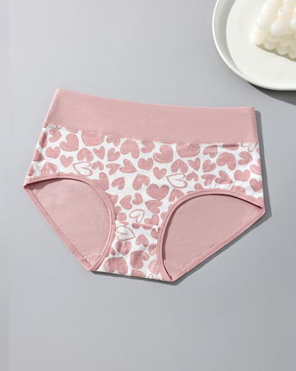 Women's Breathable Soft Love Heart Cotton Printed Panties