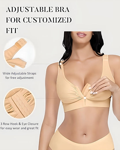 Women's Front-Opening Adjustable Shoulder Straps Without Steel Ring Post-Operative Compression Bra
